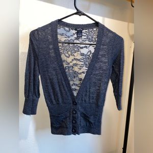 Rue21 4 button vneck cardigan - Lacey see through back with 2 tiny front pockets